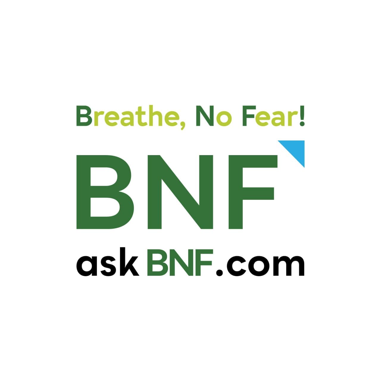 BNF brand logo with Breathe, No Fear! and askBNF.com